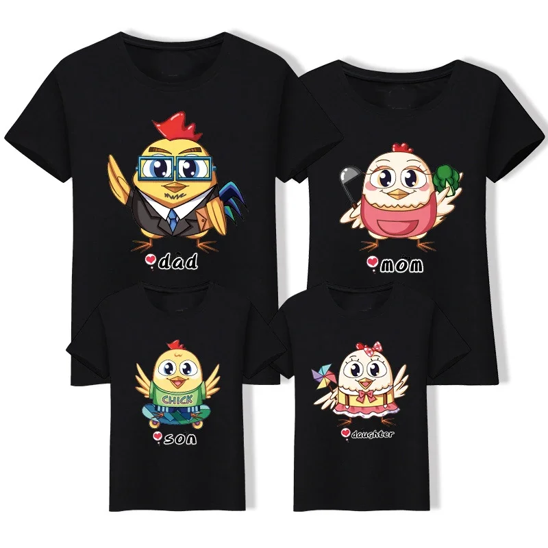 

Cartoon Chicken Family T-Shirt Family Matching Outfits Dad Mom and Son Daughter Family Set T Shirt Gift
