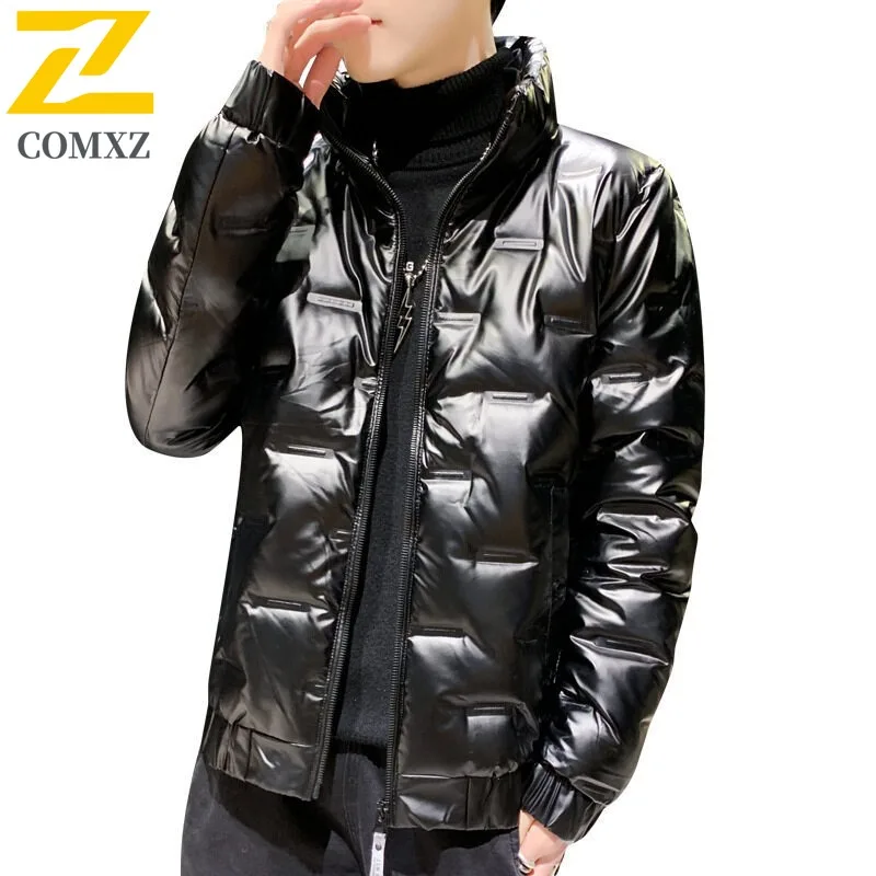 COMXZ 2025 Mens Winter Fur Collar Hooded Thick Puffer Jacket American Style Waterproof and Windproof Long Outdoor Sports Coat