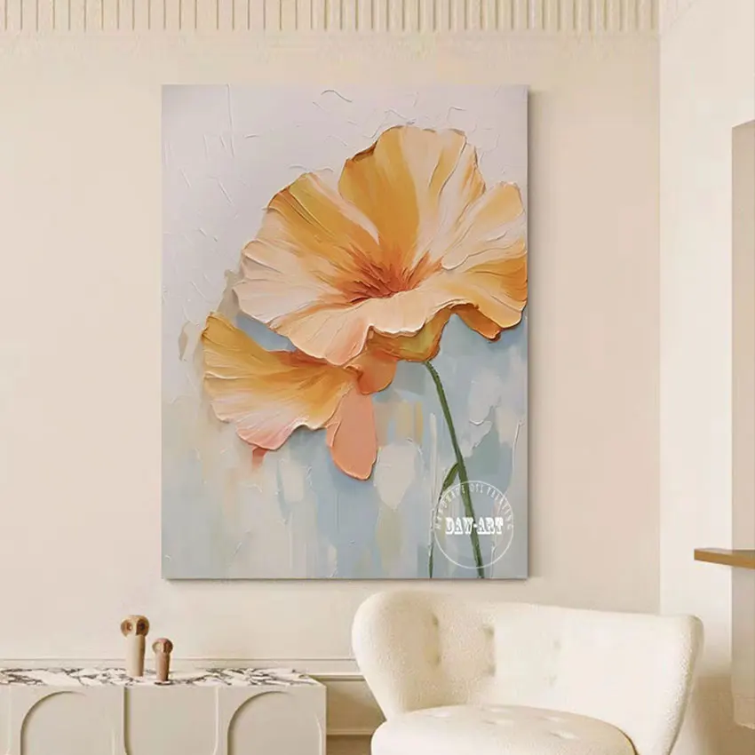 

100％ Hand Painted Flower Abstract Artwork Canvas Roll, Wedding Decoration, Unframed, High Quality Oil Paintings Wall Picture