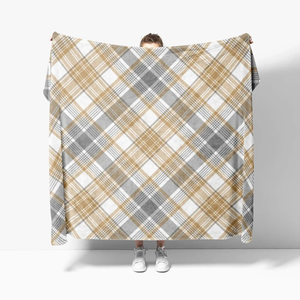 Nordic Vintage Plaid Soft Sofa Blankets Bed Blankets Breathable Warm Bedding & Travel Blankets Customizable Flannel Blankets