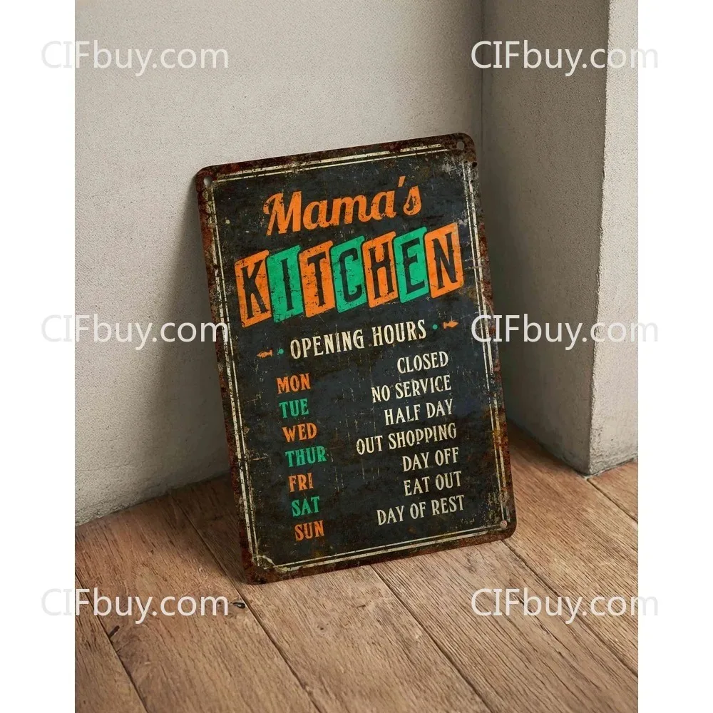 CIFbuy Customizable Kitchen Retro Metal Plaque,Personalized Name Wall Art,Rustic Home Wall Decor (Only For Decoration)