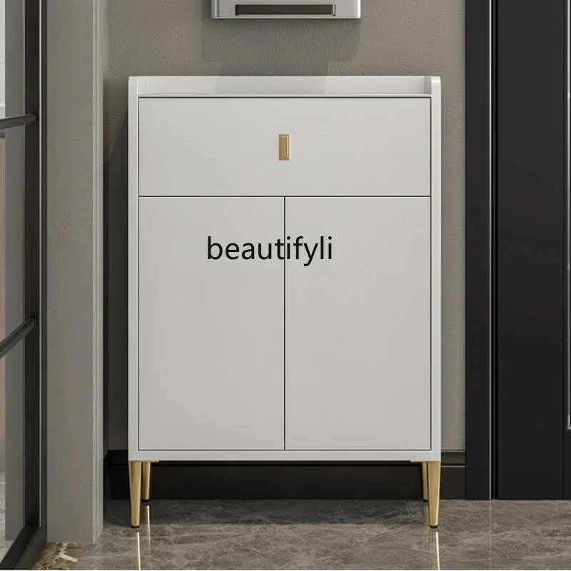 

White Sideboard Modern Simple and Light Luxury Ultra-Thin Solid Wood 60 Wide and Narrow