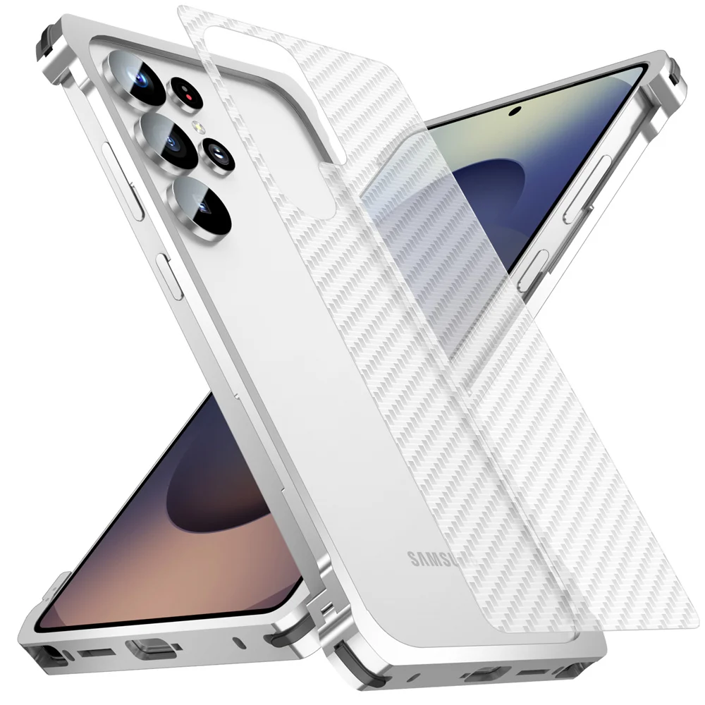 

Metal Bumper for Samsung S26 Ultra Case S26U Lightweight Fundas Samsung S25 Ultra Frame Cover Galaxy S25 Edge with Back Sticker