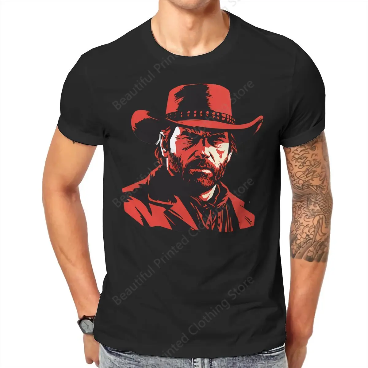 Men Women  Fashion T-shirt Red Dead Redemption 2 Game Printed Short Sleeved T-shirts Fashion Loose Tops Street Short Sleeve