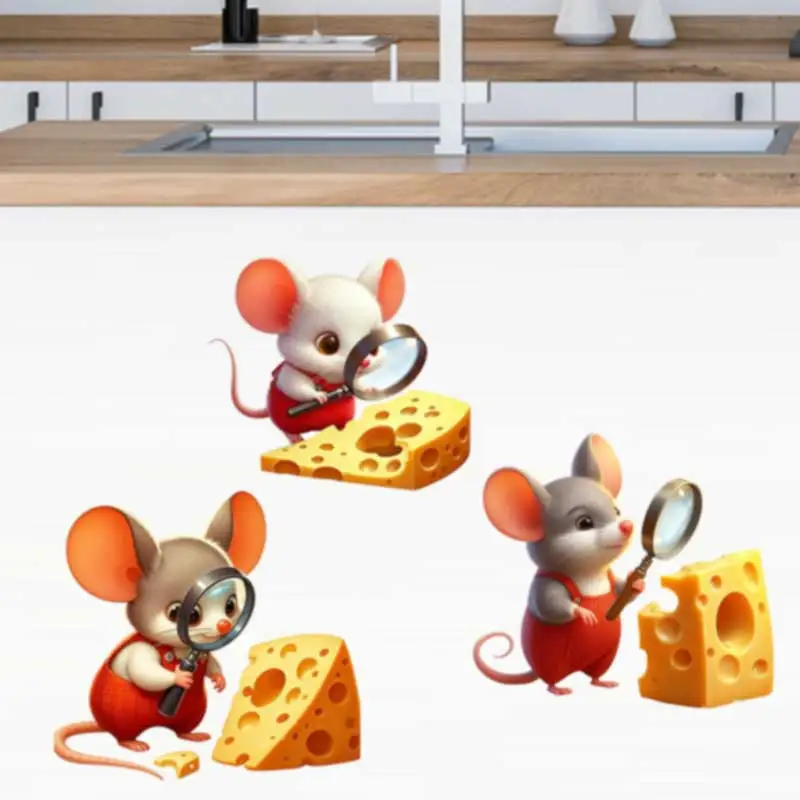 Cute mouse and cheese wall stickers bedroom children's room background decoration animal decoration self-adhesive wallpaper CM87