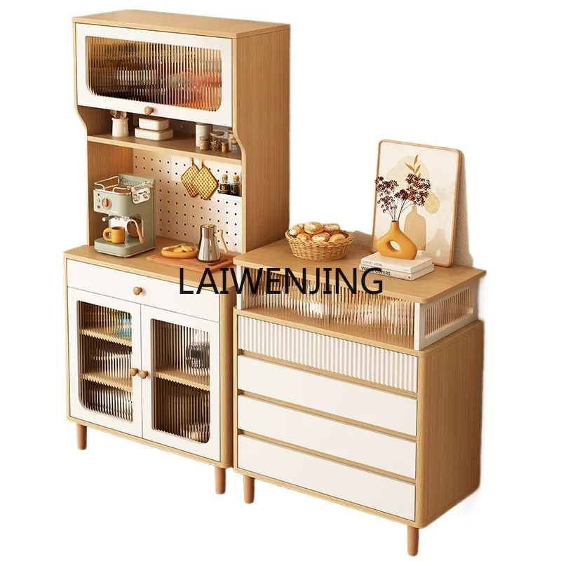 

LYN log cream style side cabinet hole board integrated wine cabinet rack against the wall