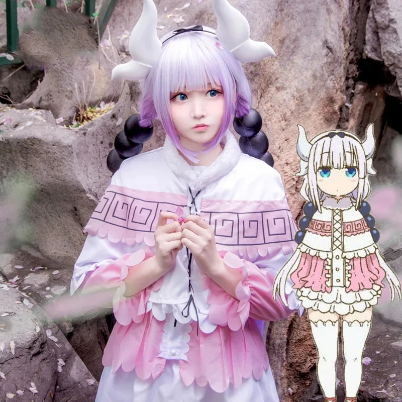 Disfraz de Miss's Dragon Kanna Kamui, zapatos, pelucas para mujer, Kobayashi san Chi sin uniformes de sirvienta, vestido de Lolita om [8