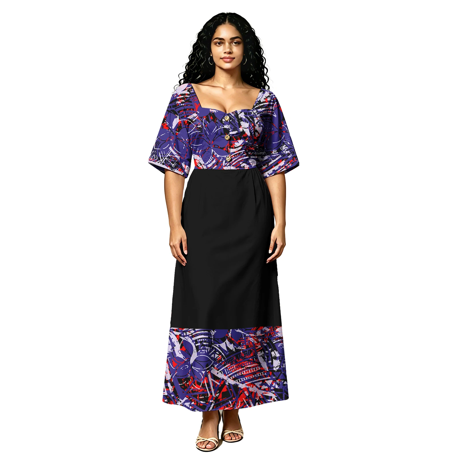 Island Creativity Design Clothes Coconut Button Women's Casual Dress Samoan Polynesia Tribal Design Ladies Long Dresses Hawaiian
