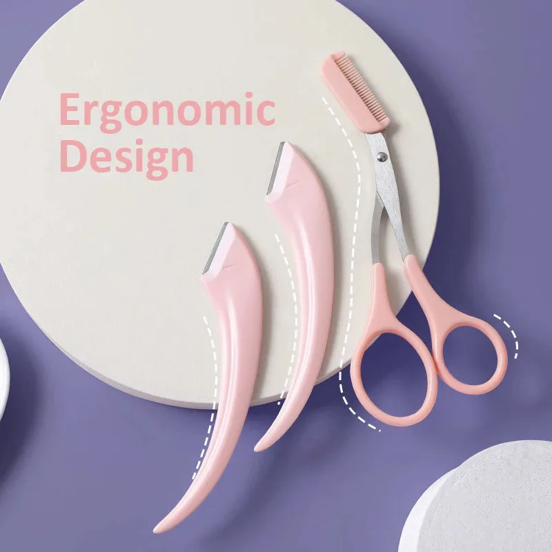 Augenbraue Trimmen Messer Gesicht Rasiermesser Für Frauen Professionelle Augenbraue Schere Mit Kamm Stirn Trimmer Schaber Zubehör