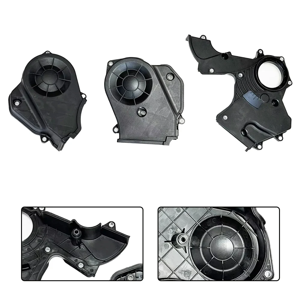 3PCS Timing Cover Set 213503E000 213603E000 \213703E000 Black /ABS Engine Front \Upper Lower Replacement For Santa Fe For Optimu