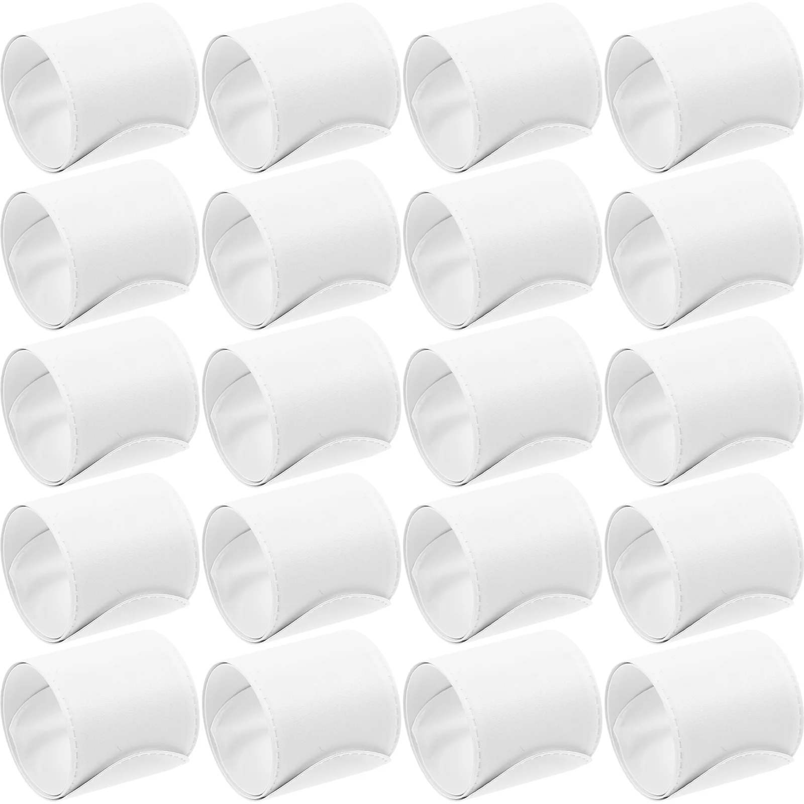 

20PCS Blank Snap Bracelets for Kids White PVC Graffiti Wristbands Easy Stretch Slap Wear Time Soft Flexible