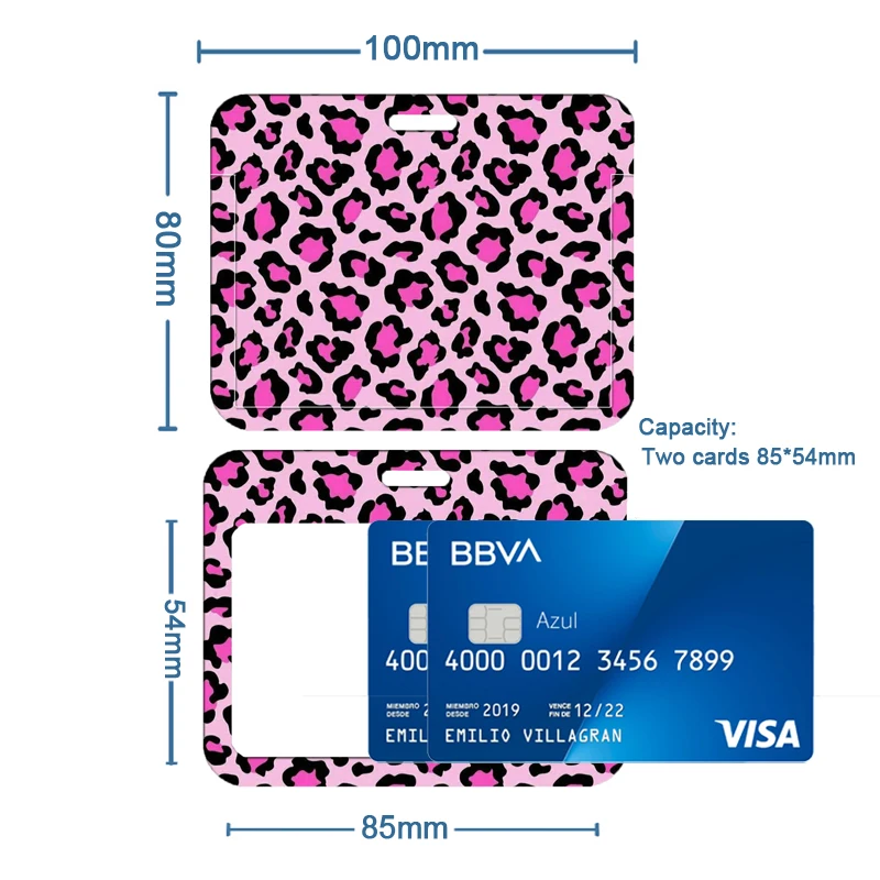 Leopard Print Card Holder Retractable Clip Business ID Badge Card Case Reel Yoyo Employee Cards Cover Workers Hang Certificates
