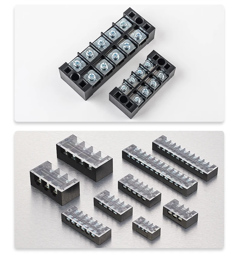 Series Dual Row Barrier Screw Terminal Block Strip Ribbon Wire Connector Distribution Boxes Junction 3/4/5/6/8/10/12 Position