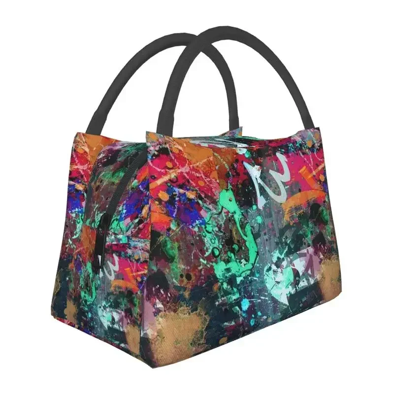 Graffiti Art Paint Splatter Lunch Boxes Women Street Artist Cooler Thermal Food Insulated Lunch Bag Travel Work Pinic Container