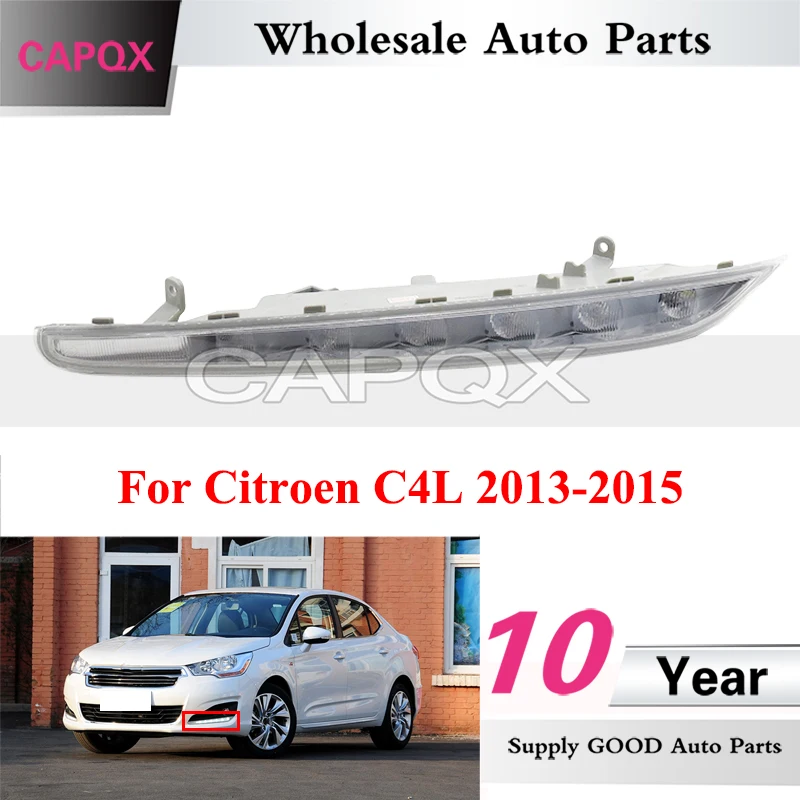 CAPQX For Citroen C4L 2013 2014 2015 Front Bumper Day Light LED Daytime Running Light Foglight DRL Driver Lamp Foglamp