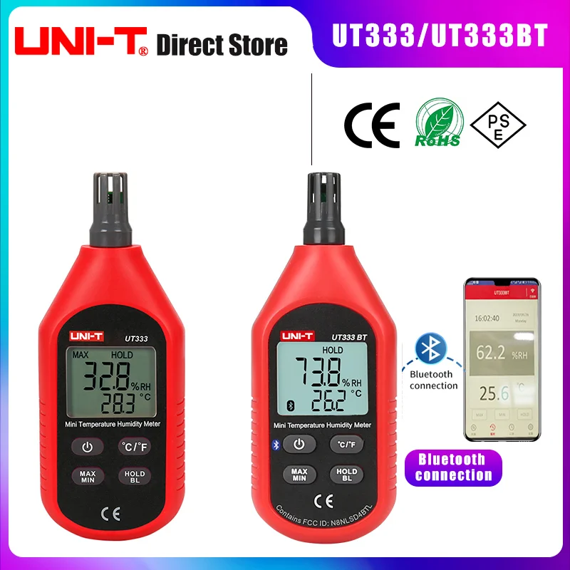 UNI-T UT333 UT333BT cyfrowy higrometr termometr 2 w 1 miernik temperatury i wilgotności Mini czujnik Bluetooth termohigrometr