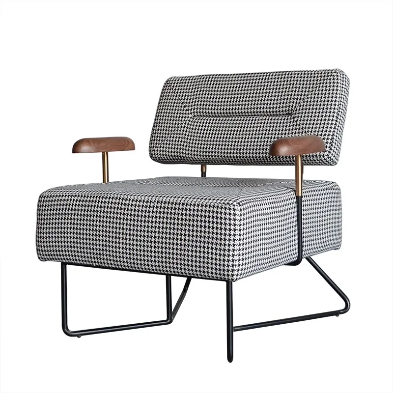 

Nordic Houndstooth Single Sofa Chair for Living Room and Balcony, Light Luxury Designer Fabric Leisure Chair