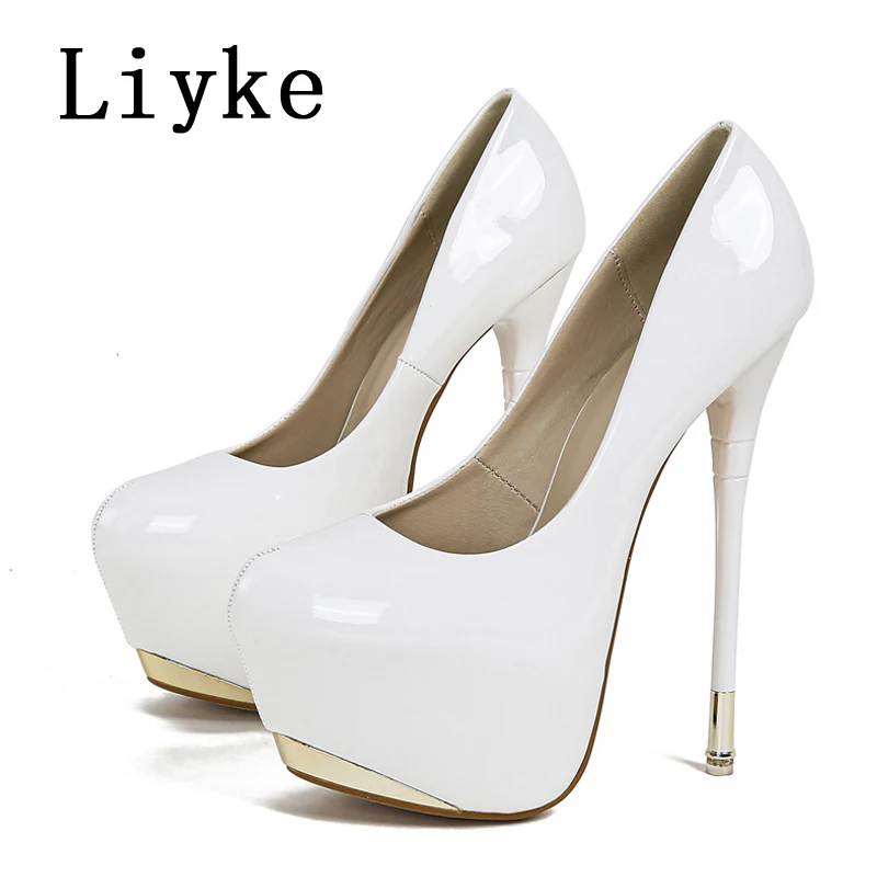 Liyke Sexy Wedding Party Ultra High Heels Women Pumps Elegant Platform Sandals Fashion Round Toe Designer Shoes Red Size 35-42