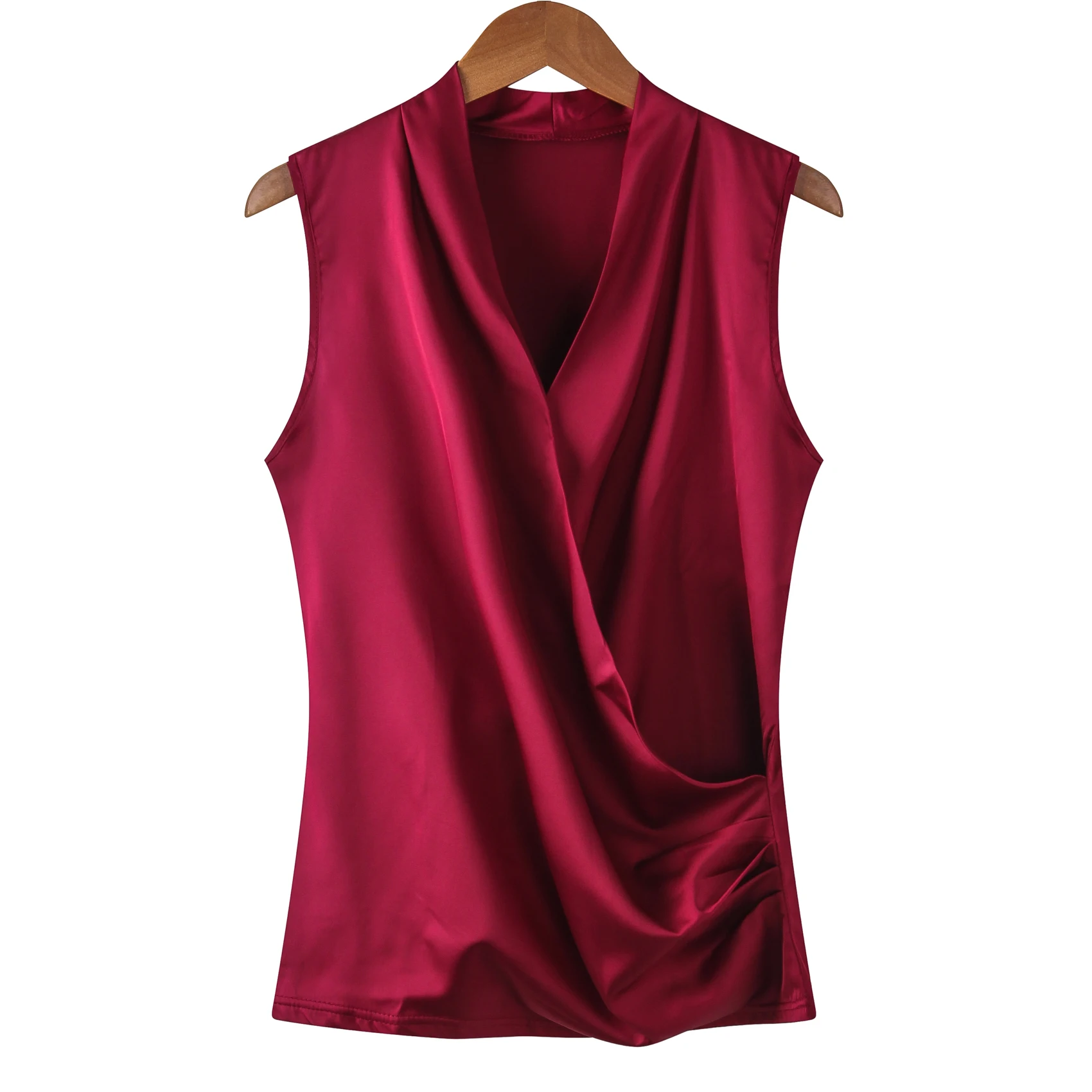 New smooth satin vest female sleeveless V-neck top Slim fit outside wearing a small blouse shirt