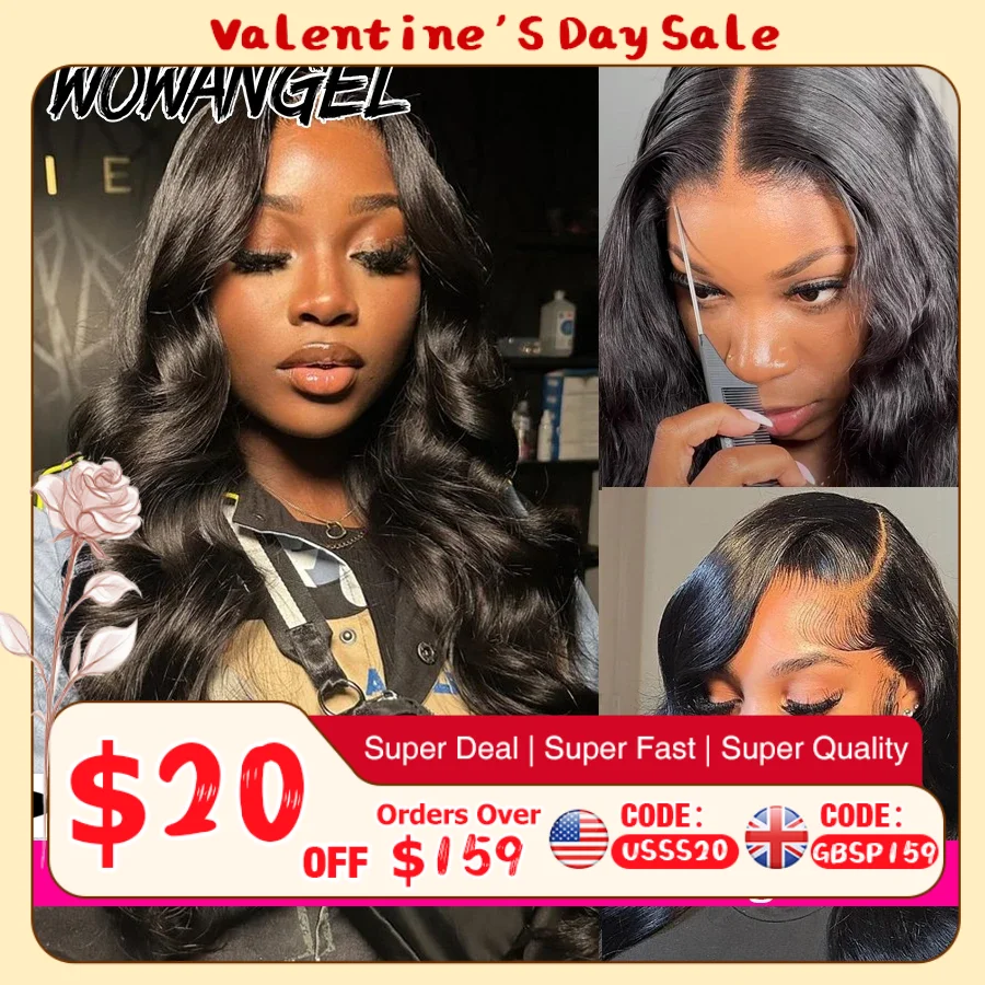WOWANGEL 13x6 HD Lace Front Wigs 34inch Body Wave Glueless Human Hair Wig 250% Pre Plucked Skins Melted Brazilian Hair For Wowen