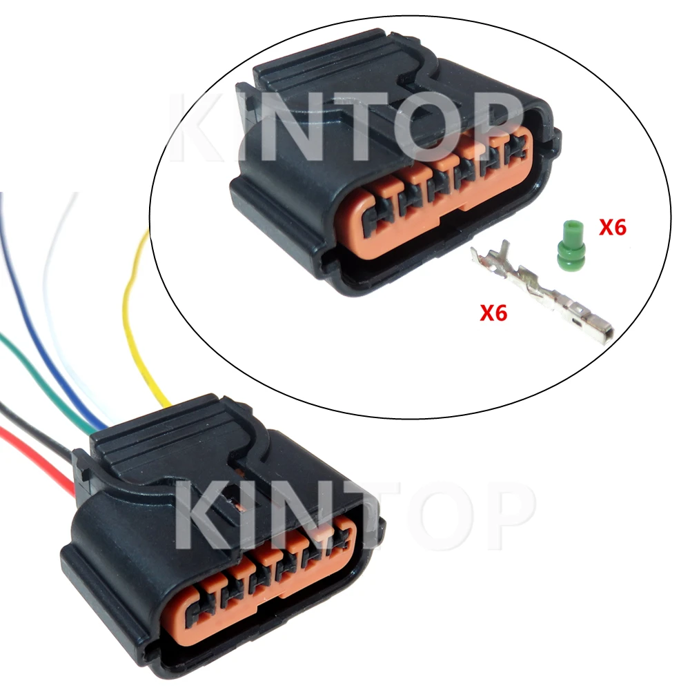 1 Set 6 Pins AC Assembly Auto Accessories HP296-06100 HP286-06021 Automobile Reversing Radar Wiring Terminal Socket