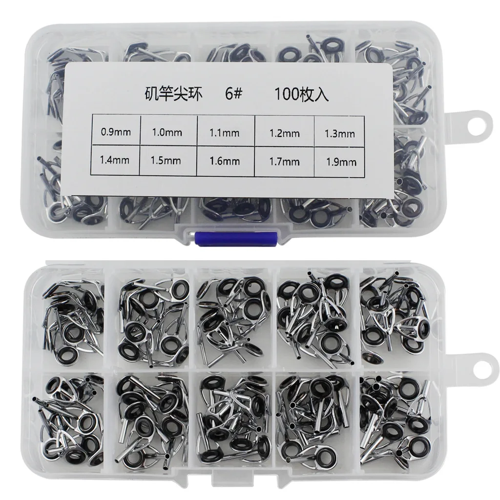 

Rock Rod Guide Ring Set 100pcs Ceramic Guide Eye Set Fishing Rod Accessories Box, Fishing Accessories