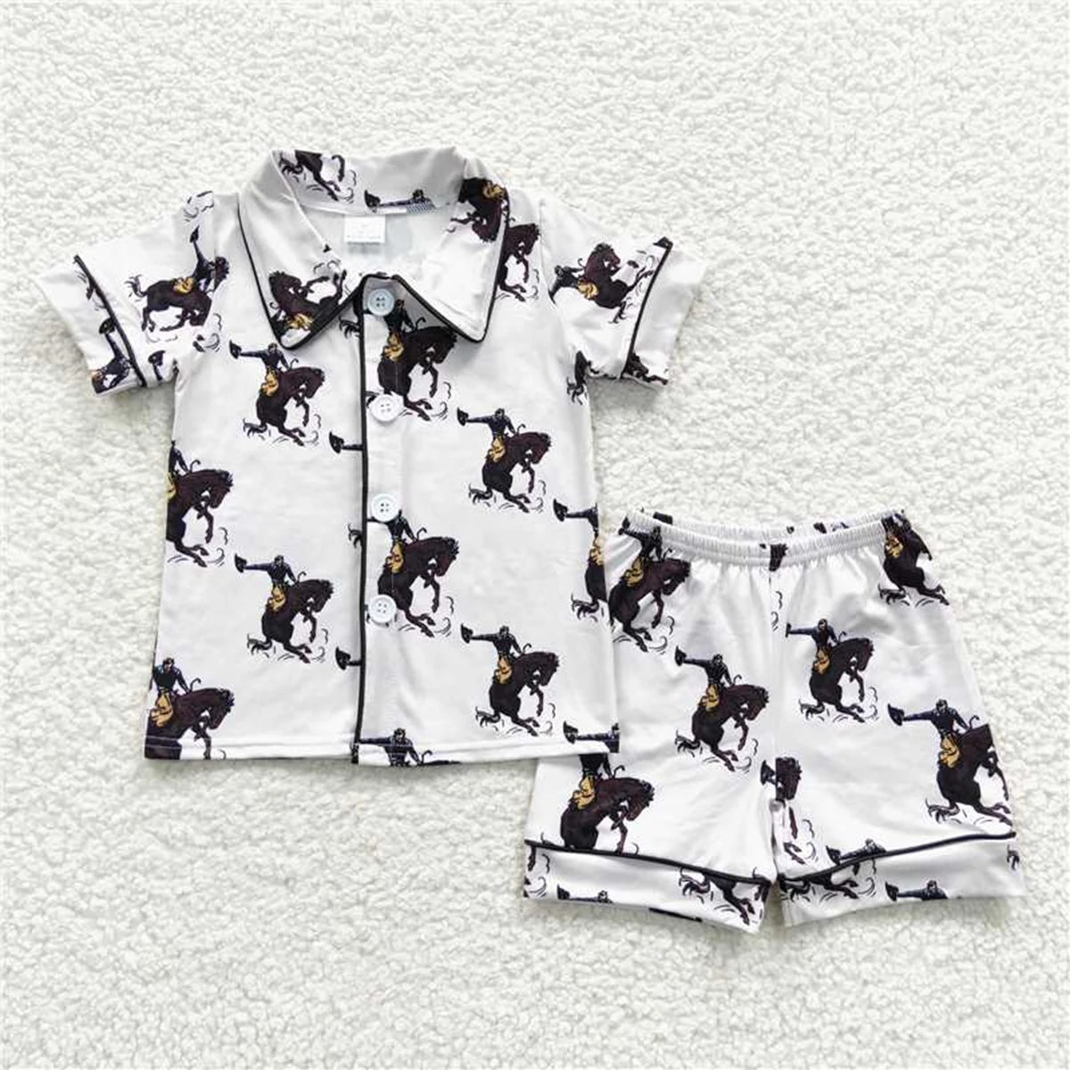 Wholesale Summer Children Camo Nightclothes Baby Boy Short Sleeves Cardigan Button Up Sleepwear Set Shorts Infant Pajamas Outfit