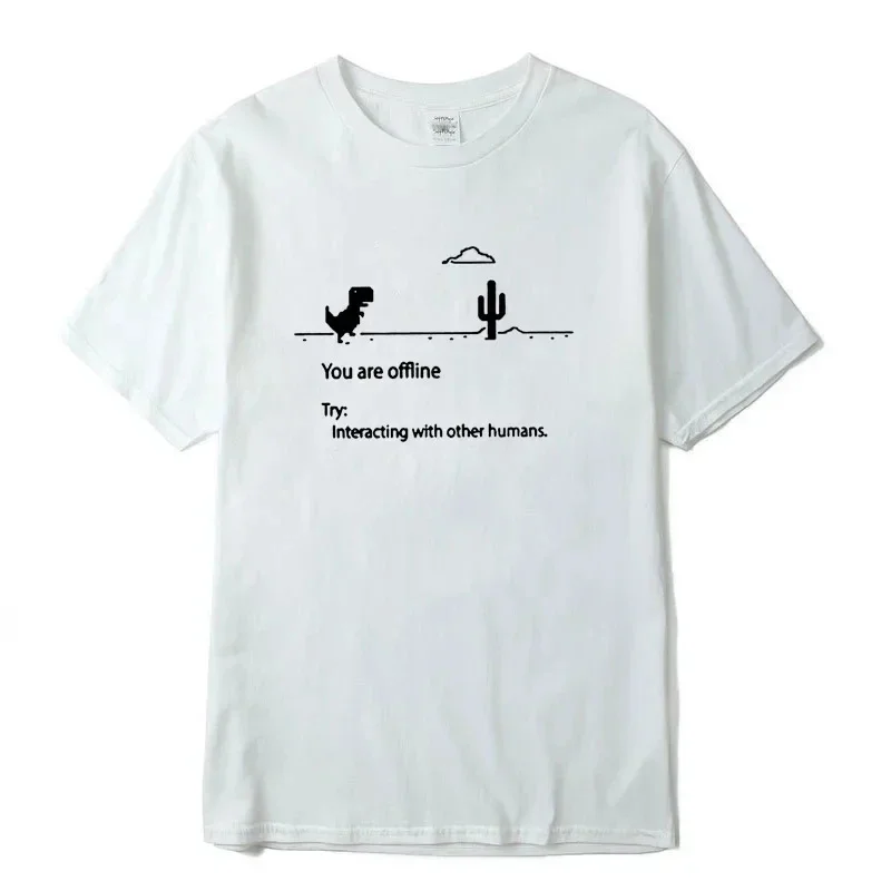 Men's High Quality 100% Cotton Funny Dinosaur Print T Shirt Loose O-neck Men Tshirt Short Sleeve T-shirt Male Tees Tops 43004 image 2