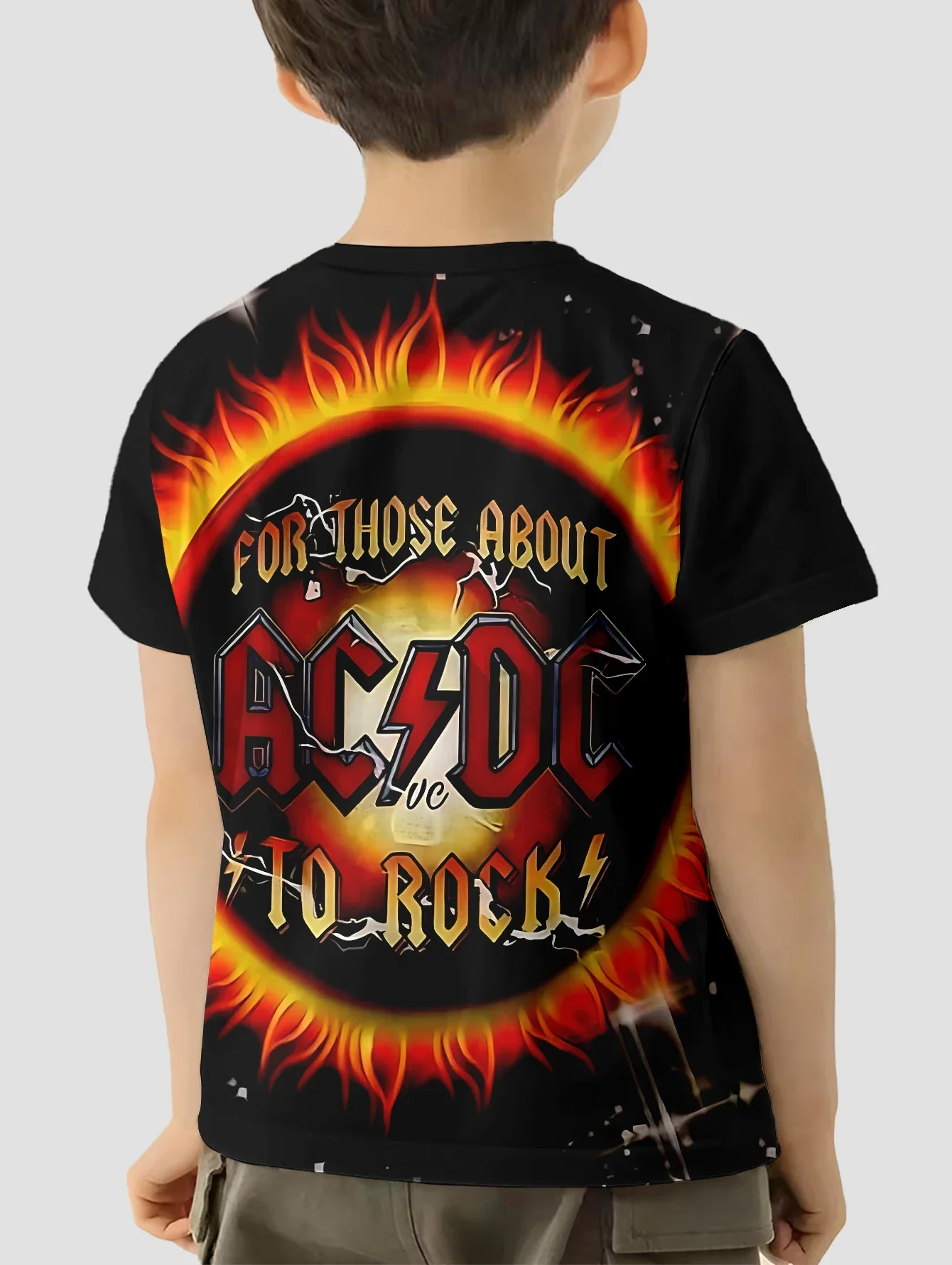 ثلاثية الأبعاد طباعة ملابس الطفل 5 إلى 14 سنة الذكور الملابس في الهواء الطلق لفرقة الروك A-ACDC الأطفال صبي فتاة الطفل تي شيرت قميص حريمي