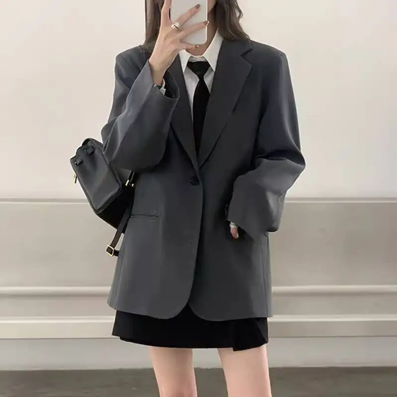 

2025 Women Jacket Autumn New Mid-length Solid Color Commuter All-match Fashion Casual Suit Sweater For Women
