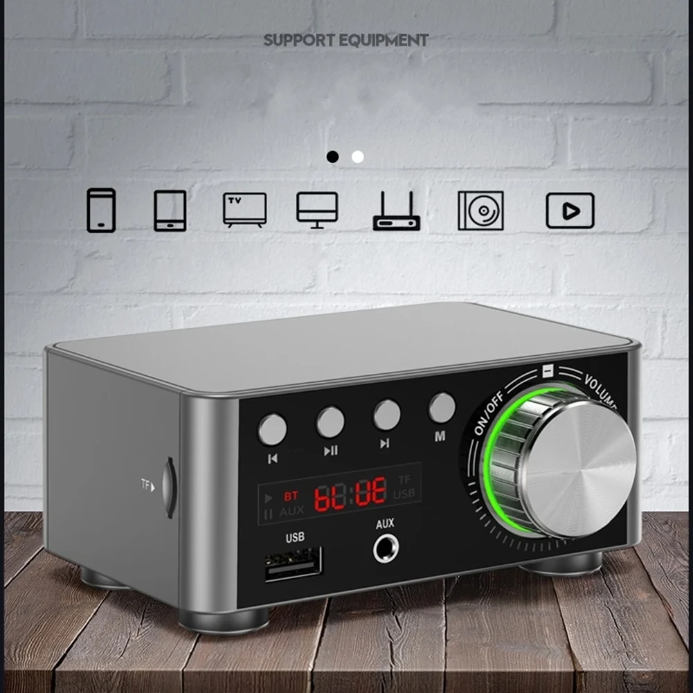 

FC-[IANC-AB01] 50W + 50W 100W Bluetooth 5.0 Amplifier Digital Audio Power Amp Class D USB AUX TF Home Theater Hifi Stereo