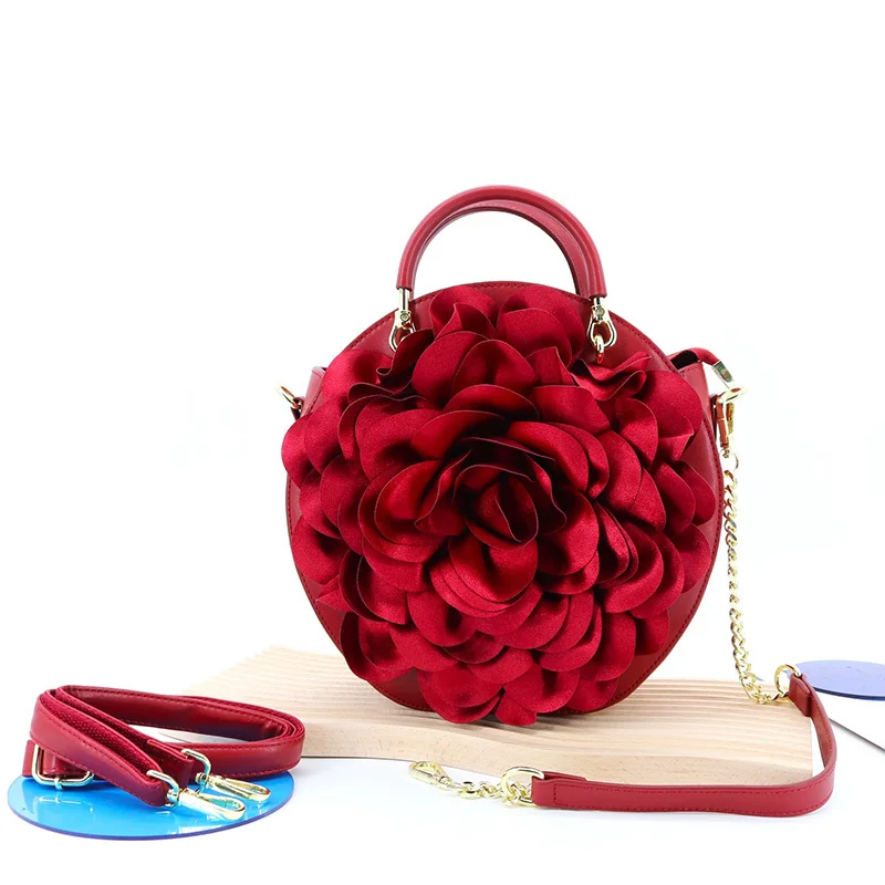 VM FASHION KISS 2024 New Women's Petal Circular Bags Top Handle Bag Microfiber Synthetic Leather Shoulder Handbag High Quality