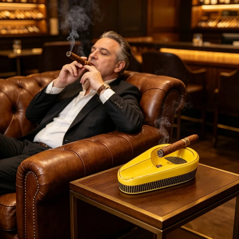 

Hot Sale European Ceramic Cigar Ashtray Unique Creative Portable Cigar Stand Accessories for Home Office Single User