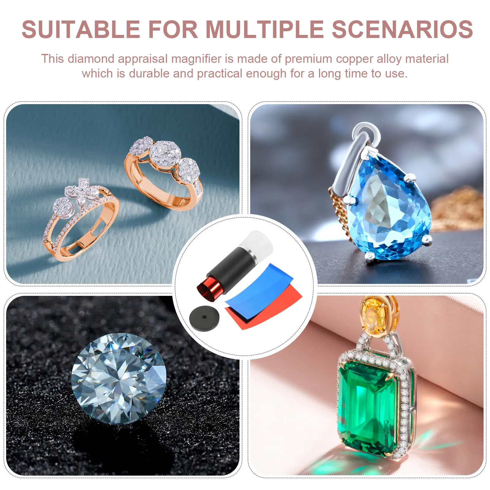 Diamond Testing Magnifier Copper Alloy Jewelry Loupe Multi-Functional Jewelry Magnifying Glass Portable Handheld Microscope