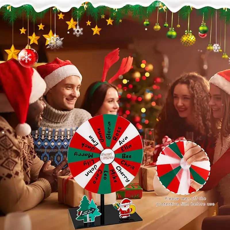 Christmas Spin Wheel For Prizes Portable 16 Slots Small Game Roulette Christmas Party Spinner Prize Wheel For Trade Shows