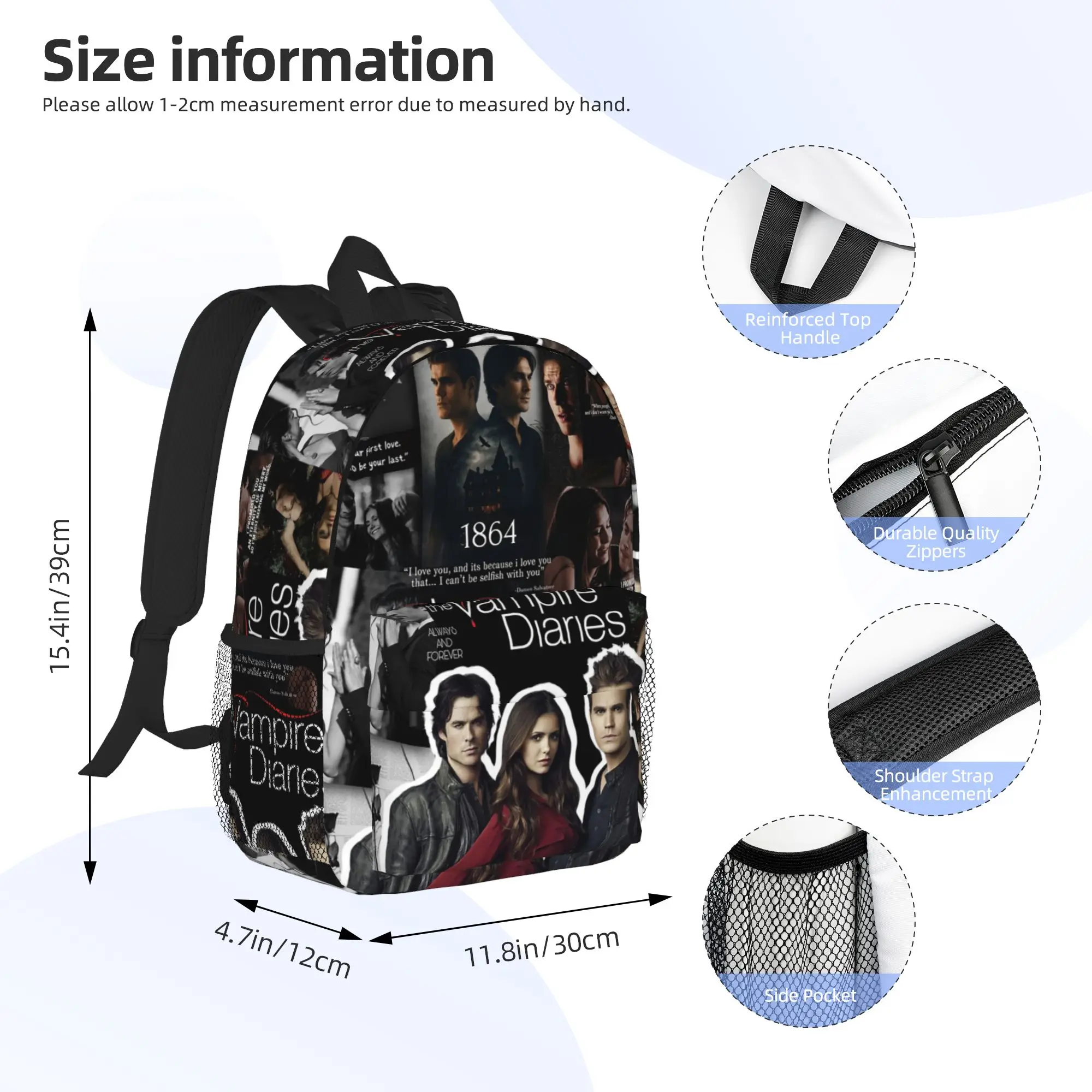 The Vampire Diaries Backpack Hot Sale Daypack Large Capacity Boys Girls BookBag Shoulder Bags for Men Women School Bag