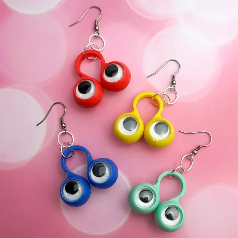 أقراط متذبذب كبيرة متذبذب للعين متوفرة باللون الأحمر والأصفر والأزرق ملتوي كيدكور أقراط مثلية رائعة هدية هاراجوكو