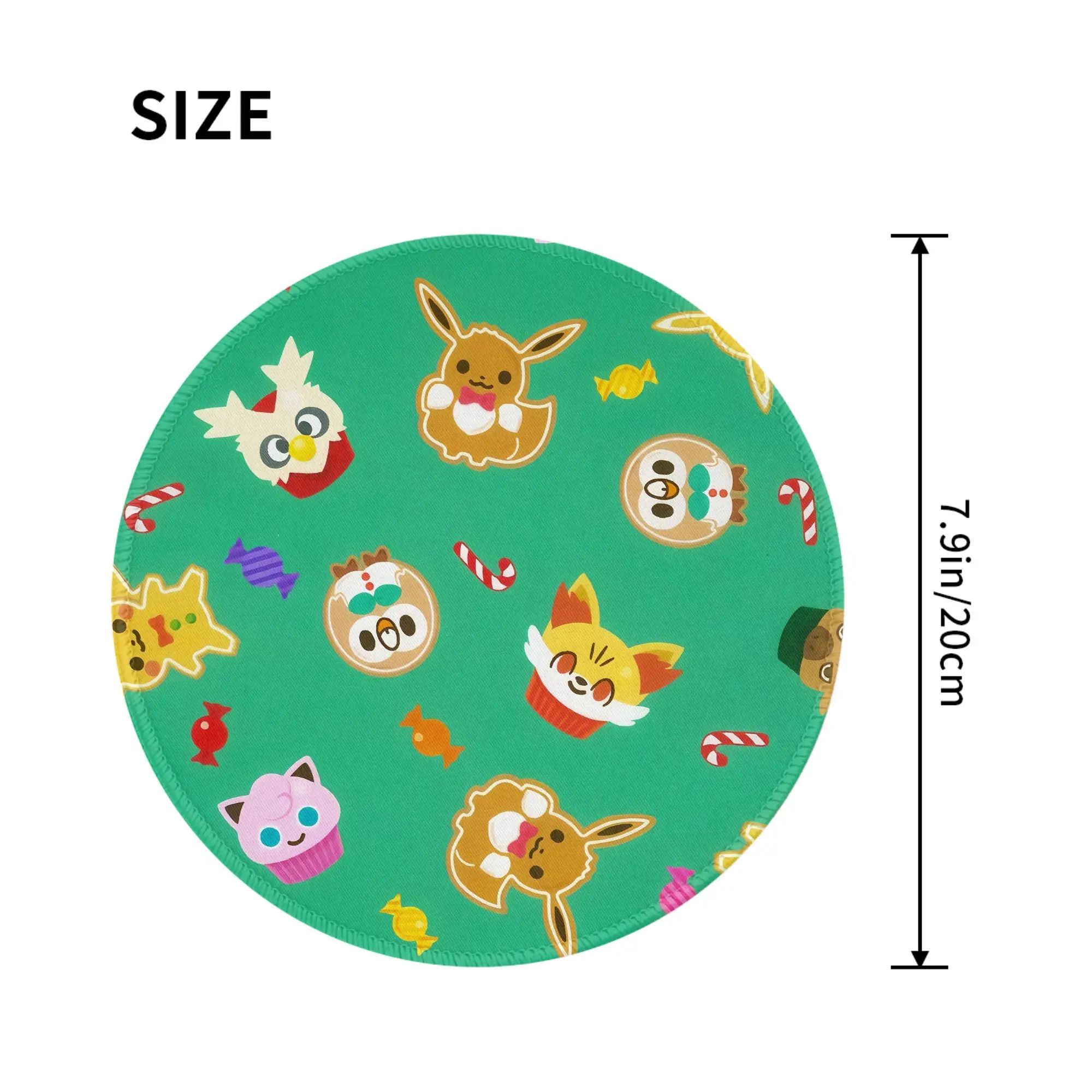 Pikachu 8 inch ronde muismat bureaumat laptop muismat voor kantoor pc computer toetsenbord antislip rubberen bureaumat