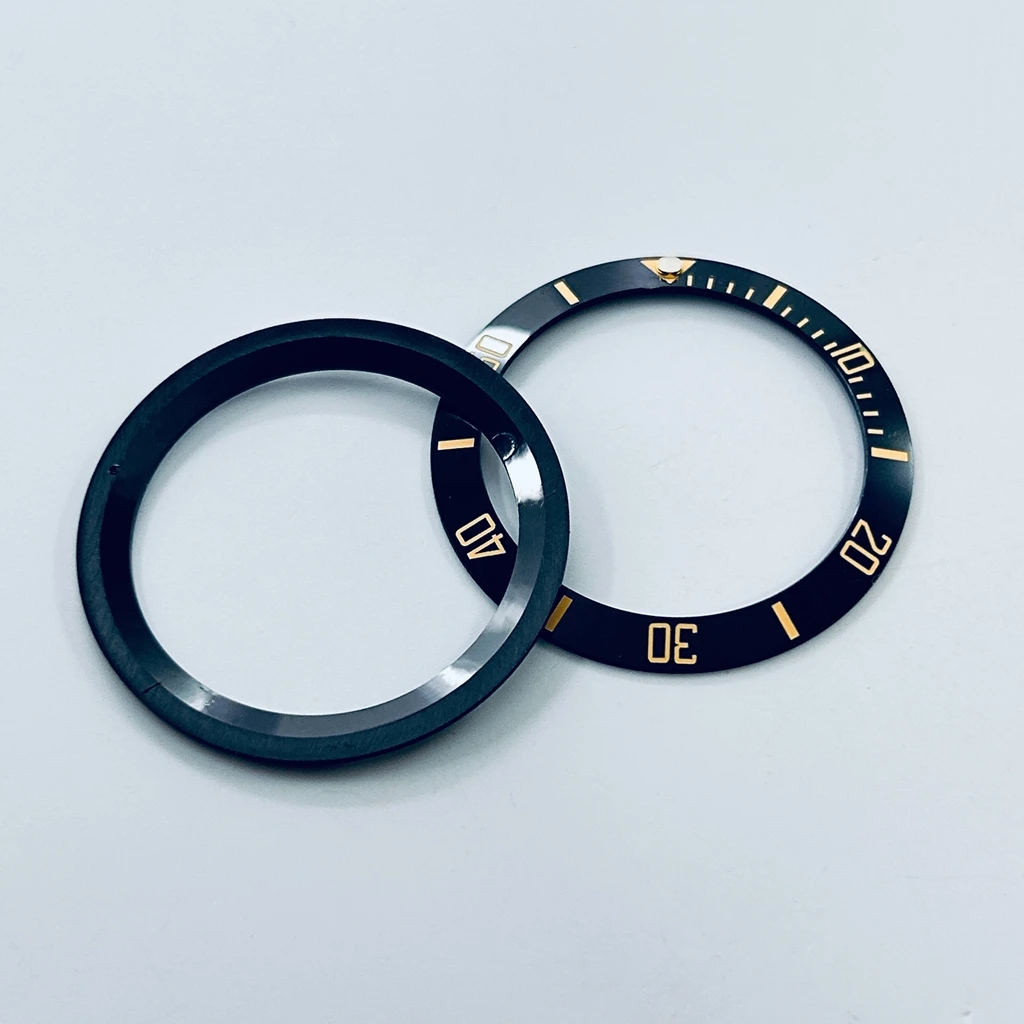 عالية الجودة 40 مللي متر البحر السيراميك الحافة أسود أزرق أخضر المنحدرة الغوص إدراج ساعة استبدال الحافة إدراج حلقة ساعة أجزاء