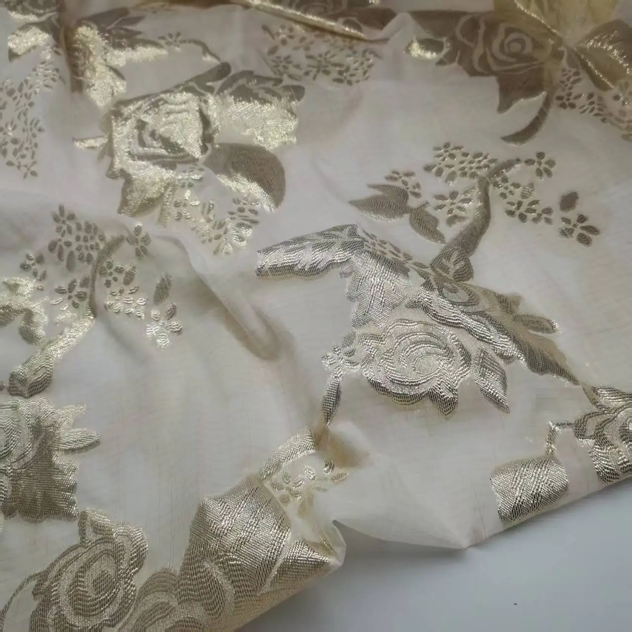 Metal Brocade Nylon Jacquard with Metallic Lurex Shirt Skirt Saree Dress DIY Craft Tissue