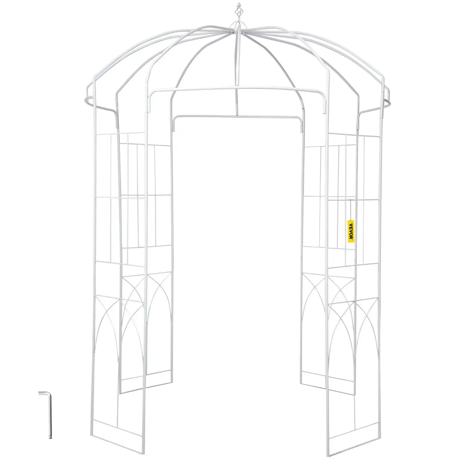 Birdcage Shape Garden Arbor, 9' High x 6.6' Wide, Heavy Duty Wrought Iron Arbor, Wedding Arch Trellis for Climbing Vines