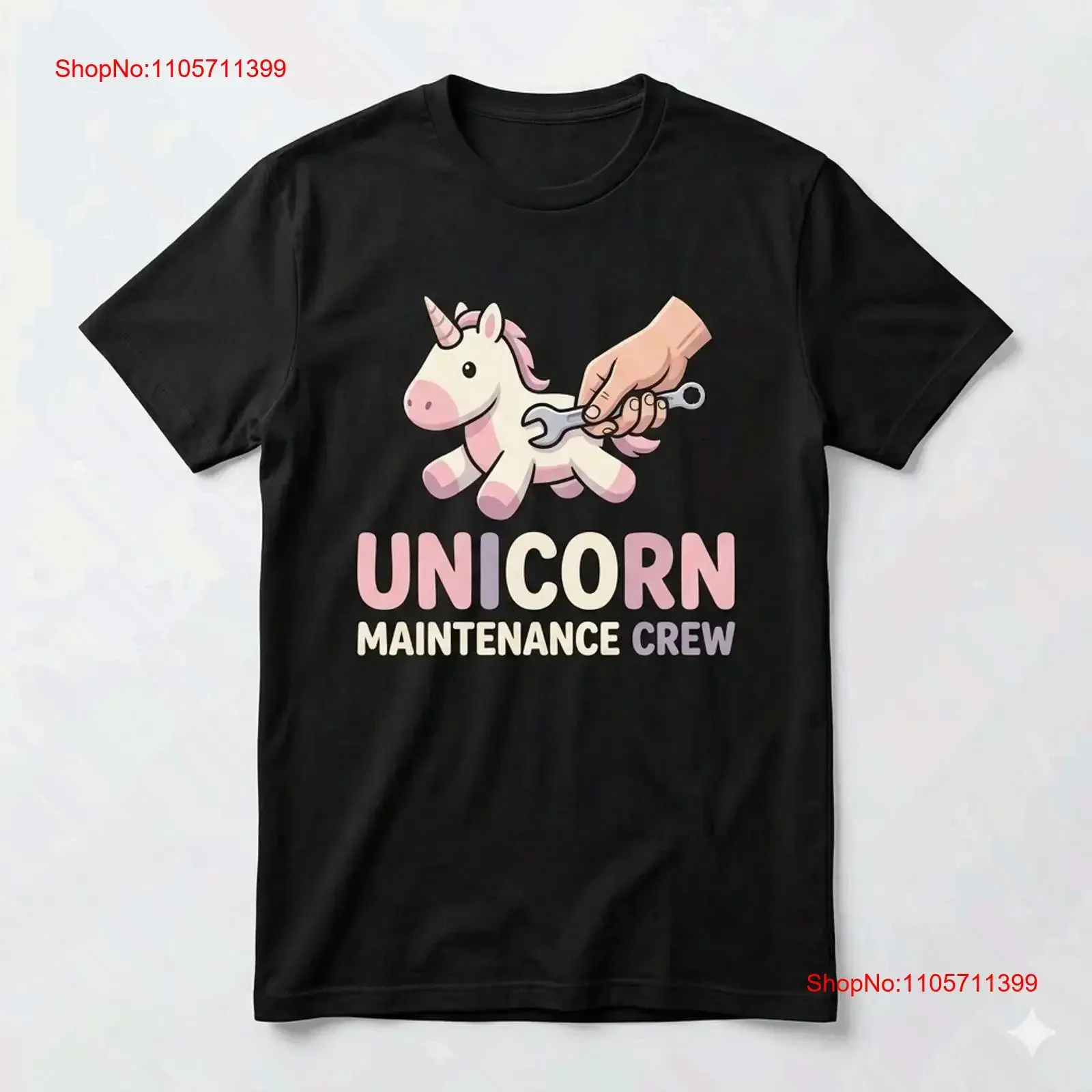Unicorn Maintenance Crew Girl Dad T Shirt Father's Day long or short sleeves vintage Washed Breathable Comfortable Stylish