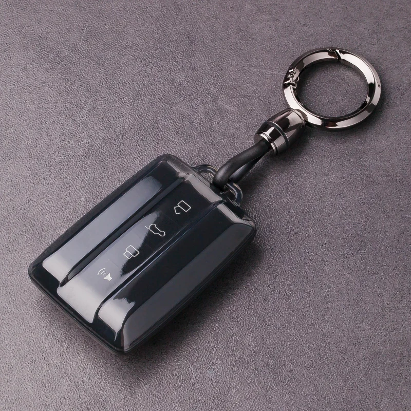 Transparent Black Soft TPU for Great Wall GWM WEY TANK 300 500 Tank300 Tank500 4 Button Smart Remote Car Key Case Cover Keychain