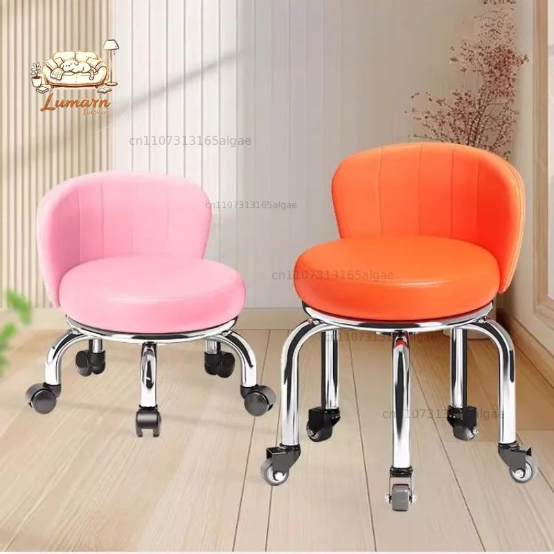 ‌Swivel Caster Stool with Backrest - Compact Adjustable Height Rolling Foot Rest, Multifunctional Stool for Kids & Home Use