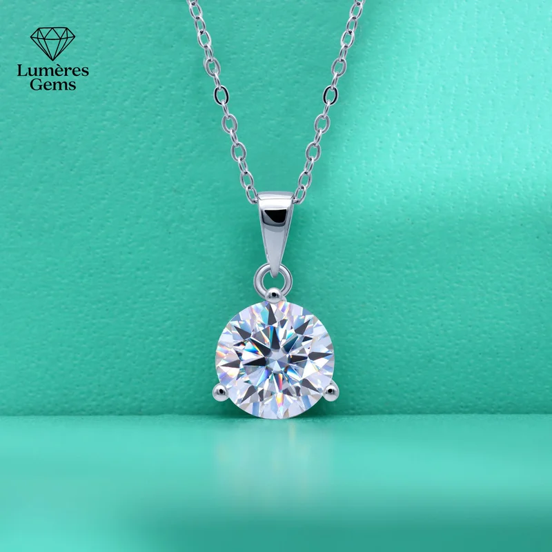 Lumière Gems Platinum PT950 Morganite Luxury Style Limited Edition Three-prong Pendant Necklace for Women - Personalized Design