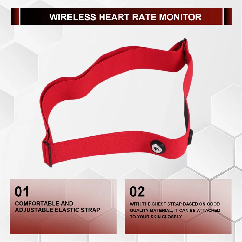 【RU09】Sabuk Detak Jantung Tali Dada untuk Coospo Polar Wahoo Garmin Mount Sensor Detak Jantung Monitor Tali Elastis Lembut Warna Merah