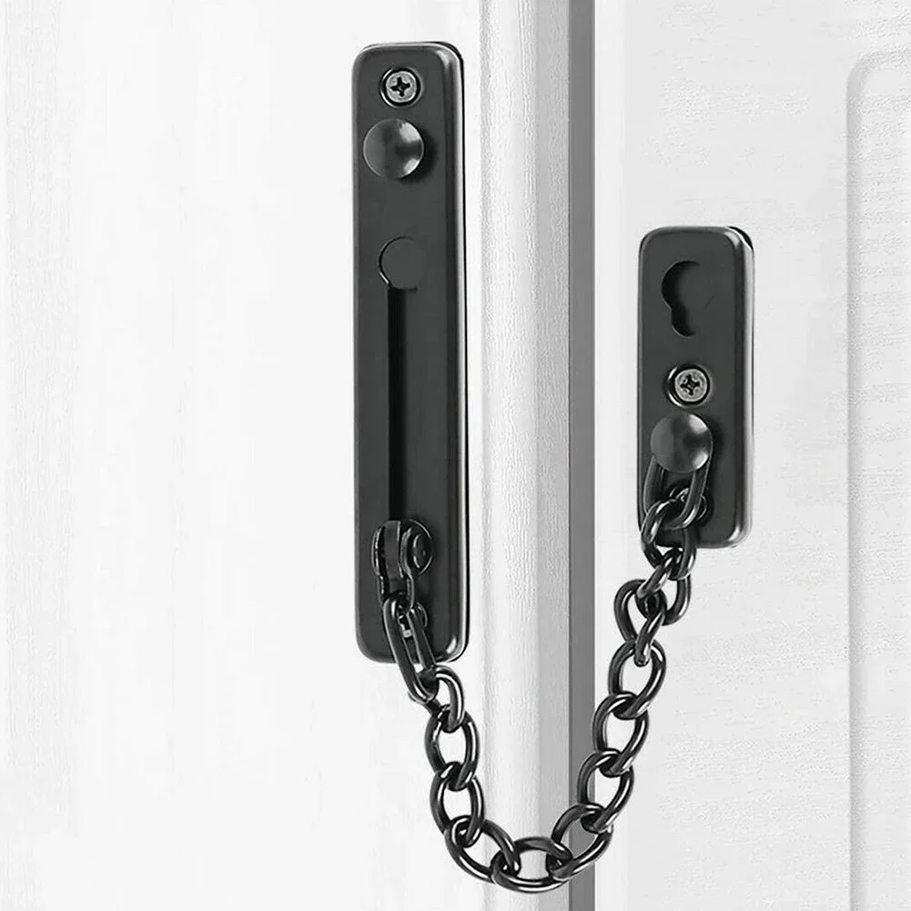 Door Chain Lock Stainless Steel Security Chain Guard Spring Anti-Theft Press Heavy Duty Slide Catch Latch Screw Guard Accessory