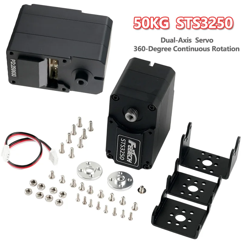 50KG 全金属製デュアルアクスル STS3250 シリアルサーボ コアレスモーター 360 °   スマートロボット用ブラケットサーボ部品による連続回転