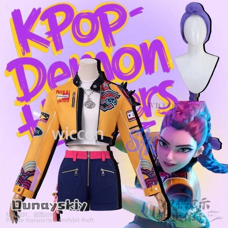 

Anime Movie Demon Rumi Huntrix Cosplay Kpop Idol Stage Costume Embroidered Decorative Stickers Fashion Jacket Halloween Party