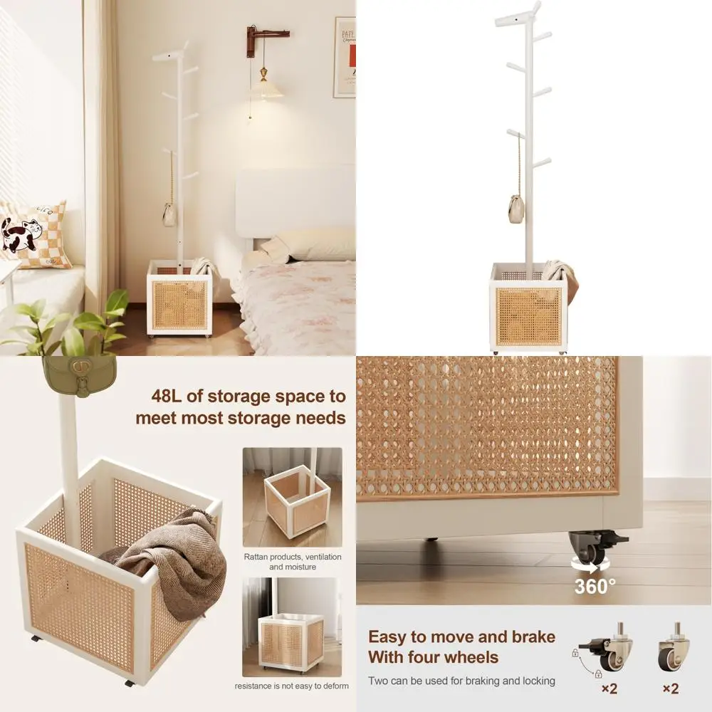

Sturdy Wooden Freestanding Coat Tree for Home Entrance, Bedroom, and Living Room in White